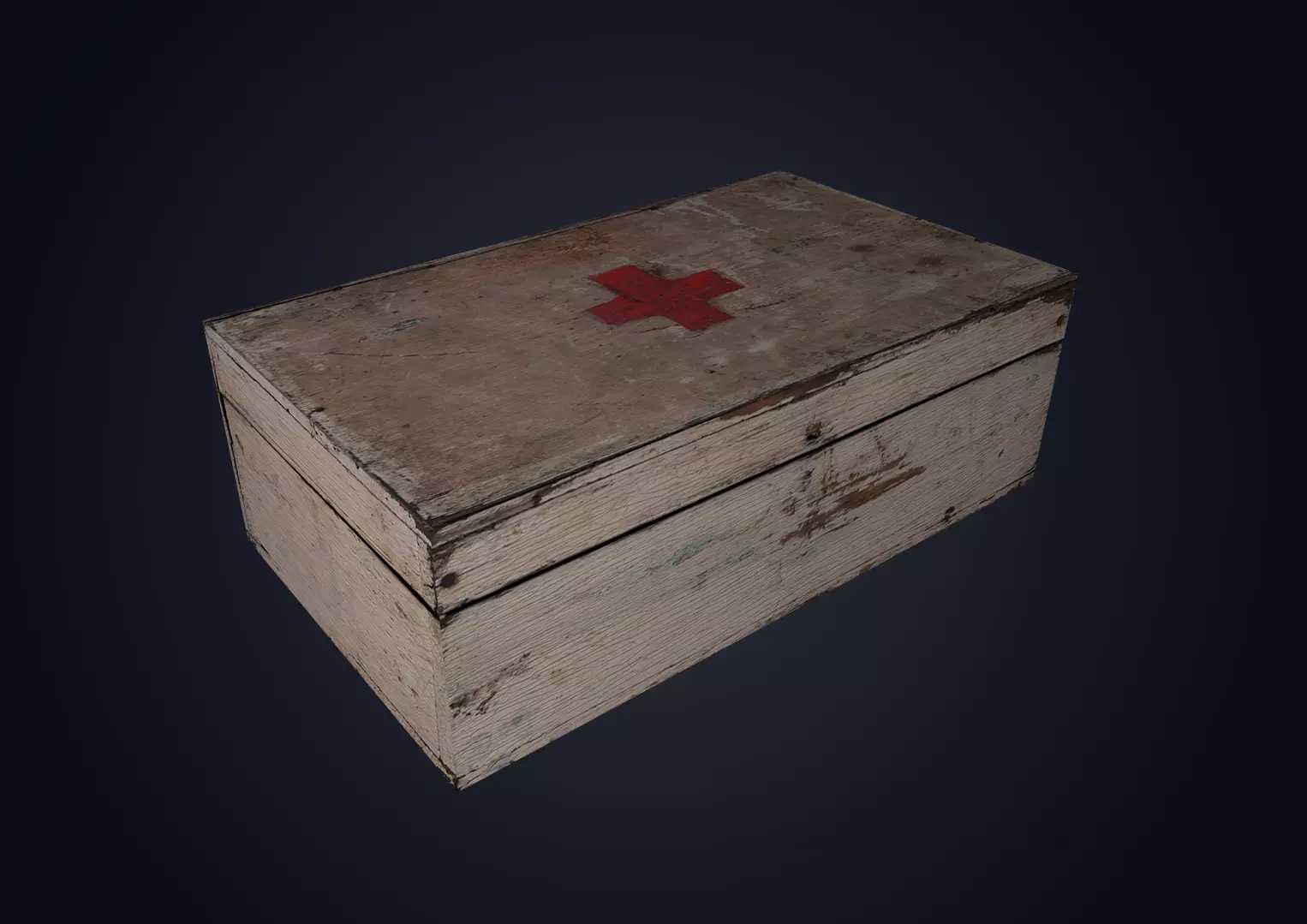 Wooden First Aid Kit Low-poly 3D model_0