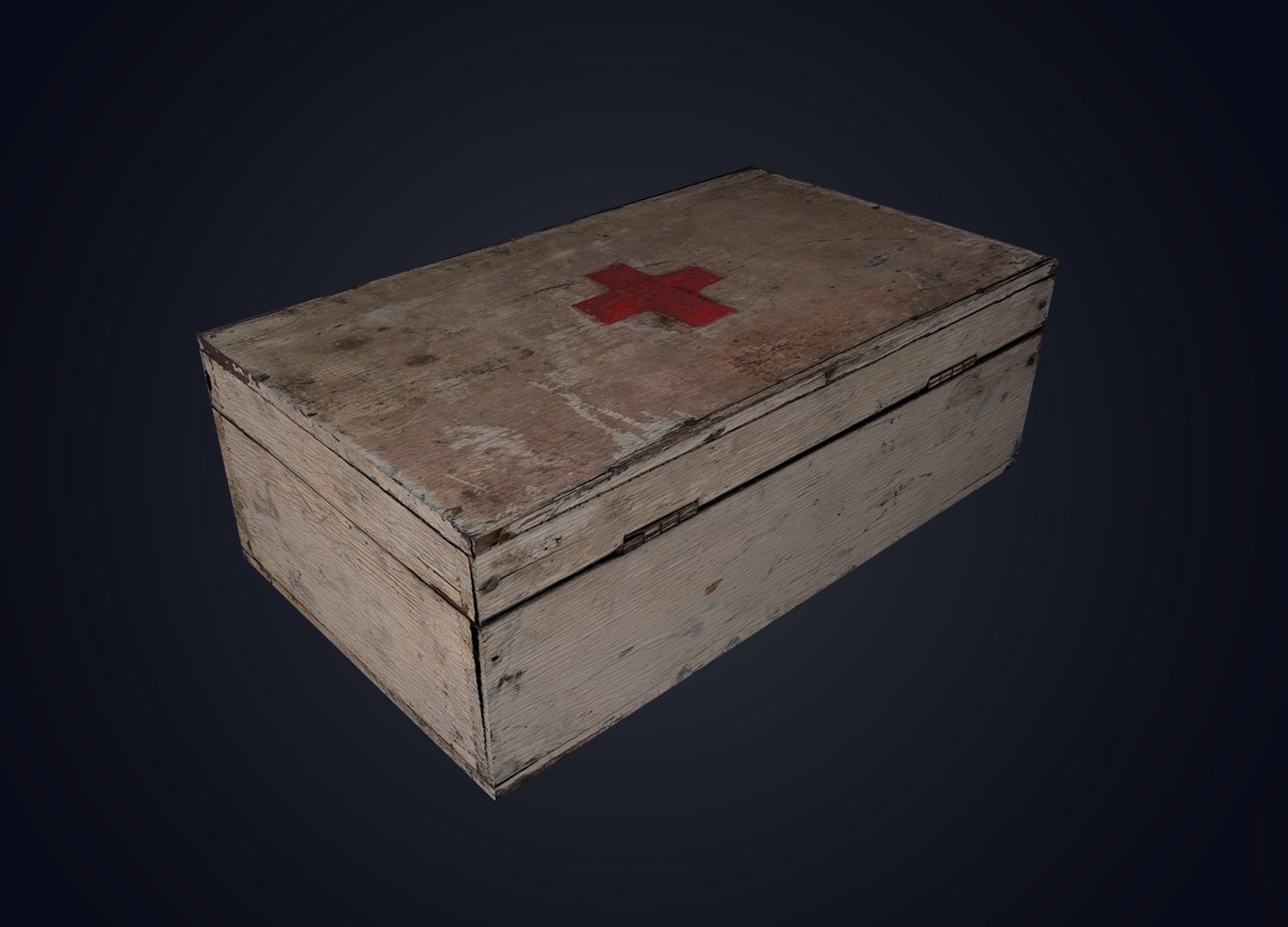 Wooden First Aid Kit Low-poly 3D model_1