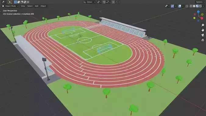 Low-poly Football Stadium Version 2