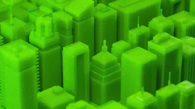 Plastic green city Low-poly 3D model