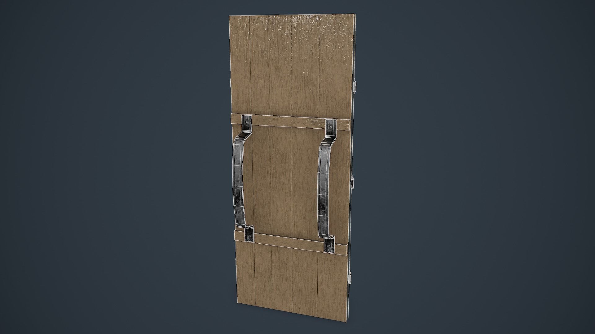 Post-Apocalypse Wooden Shield with Barbed Wire Low-poly 3D model_2
