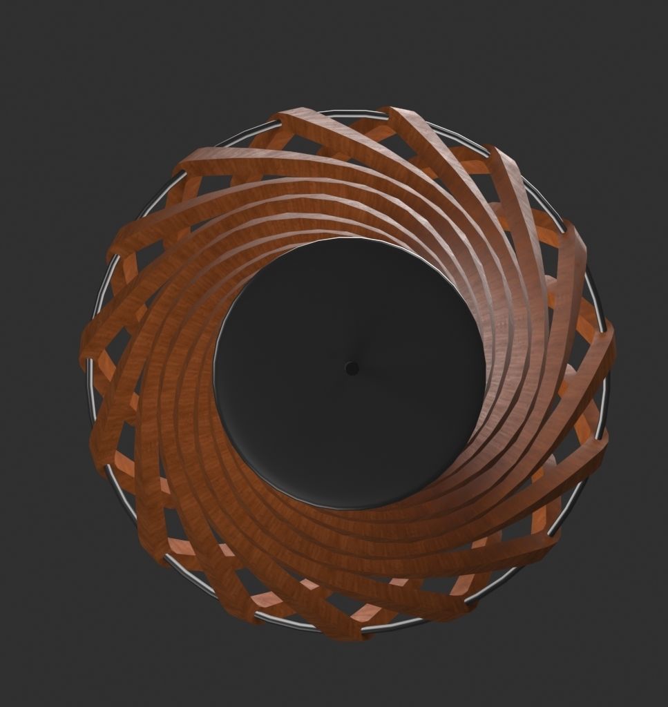 Twisted Wooden Lamp Design Low-poly 3D model_2