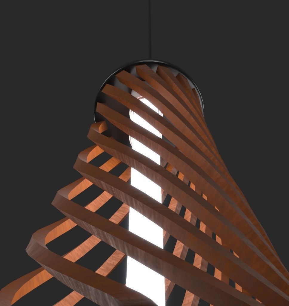 Twisted Wooden Lamp Design Low-poly 3D model_1