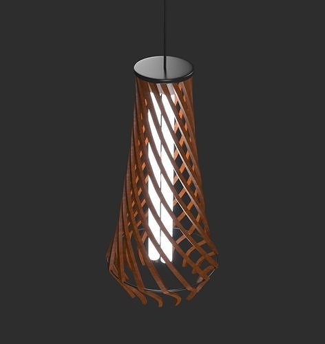 Twisted Wooden Lamp Design Low-poly 3D model