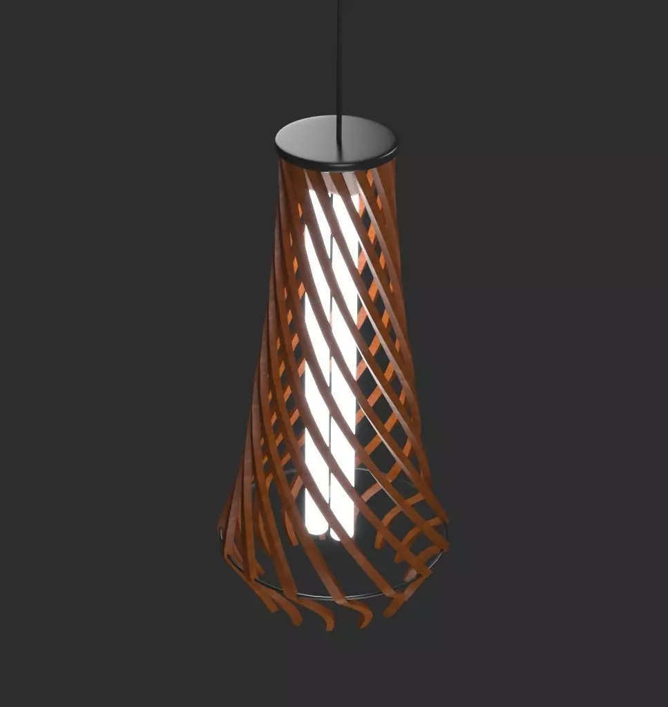 Twisted Wooden Lamp Design Low-poly 3D model_0