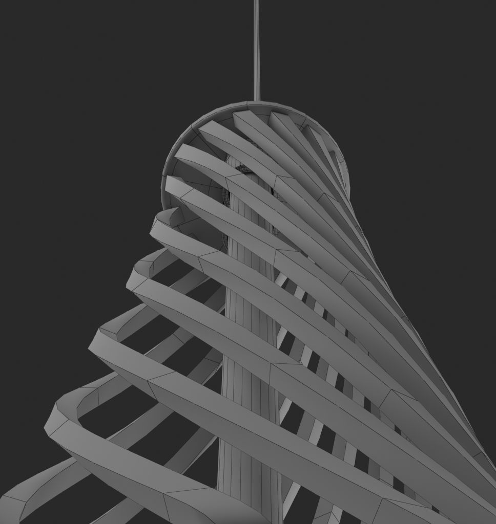 Twisted Wooden Lamp Design Low-poly 3D model_7