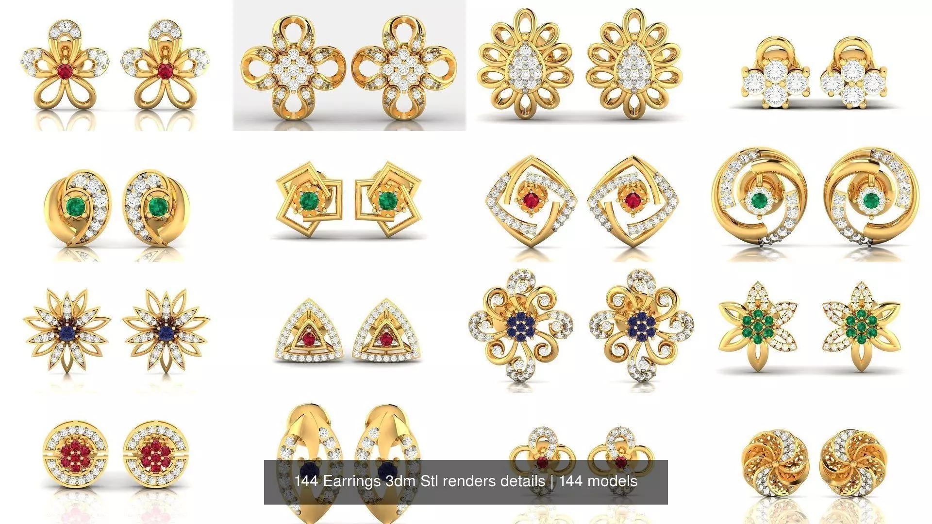 144 Earrings 3dm Stl renders details 3D Model Pack