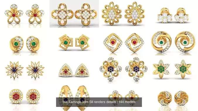 144 Earrings 3dm Stl renders details