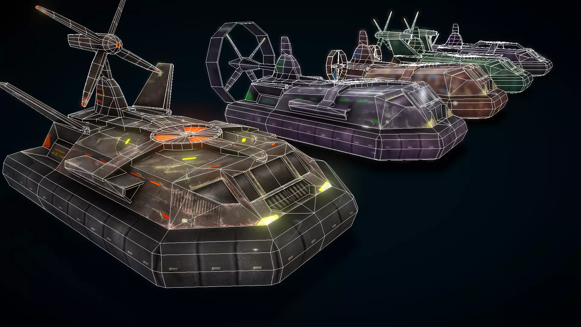 Hovercraft Seal Navy Low-poly 3D model_0