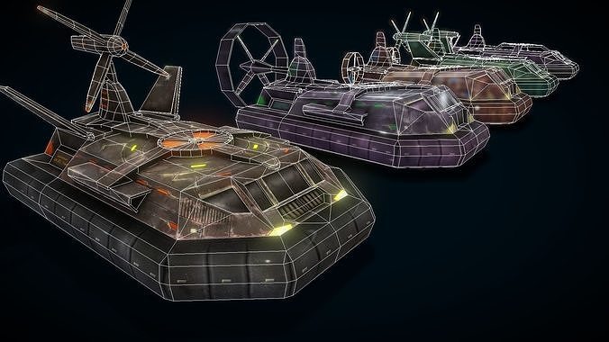 Hovercraft Seal Navy Low-poly 3D model