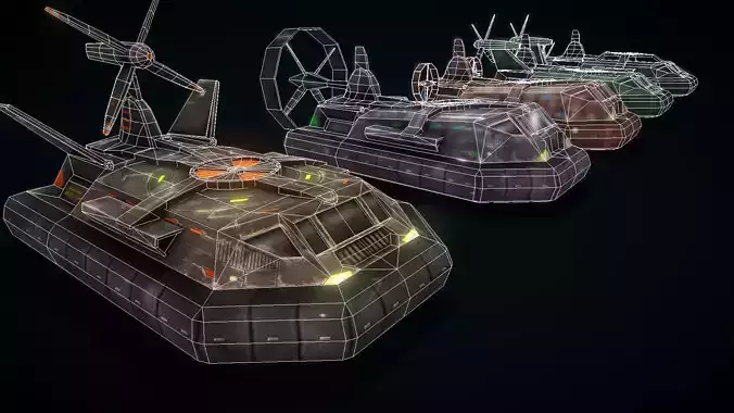 Hovercraft Seal Navy Low-poly 3D model