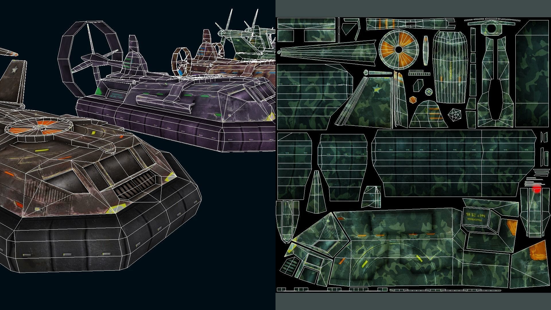 Hovercraft Seal Navy Low-poly 3D model_2