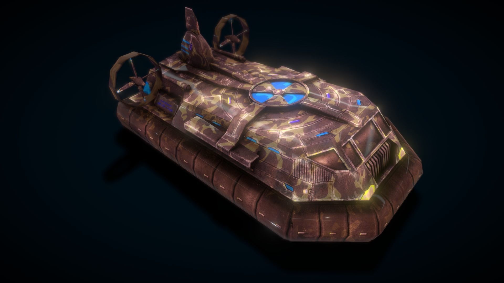 Hovercraft Seal Navy Low-poly 3D model_5