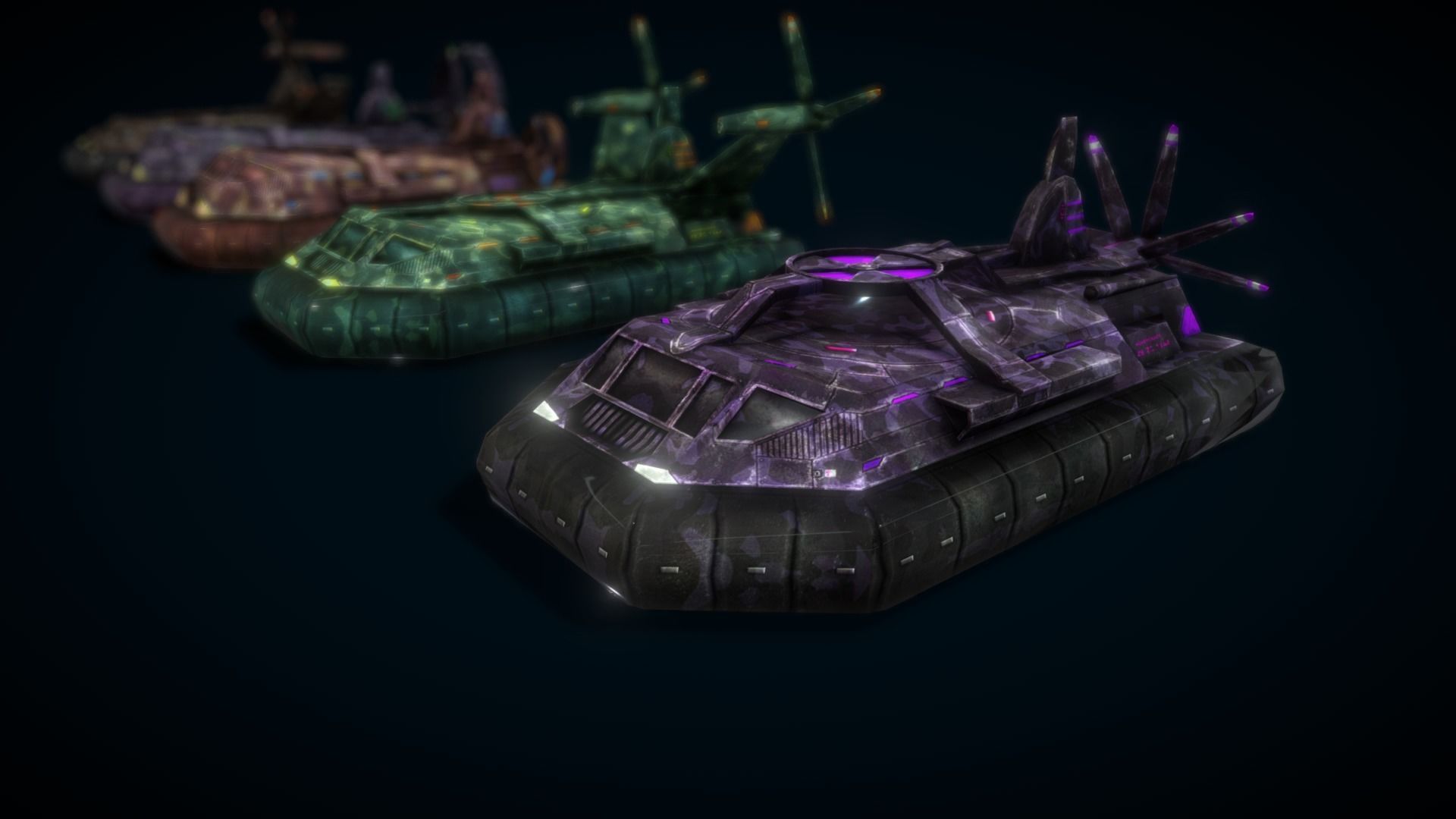 Hovercraft Seal Navy Low-poly 3D model_9