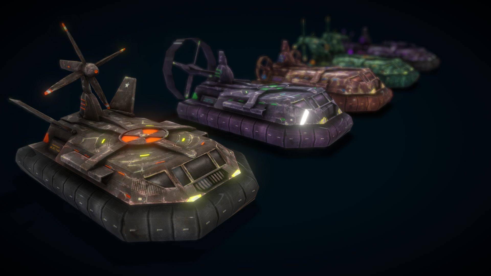 Hovercraft Seal Navy Low-poly 3D model_10