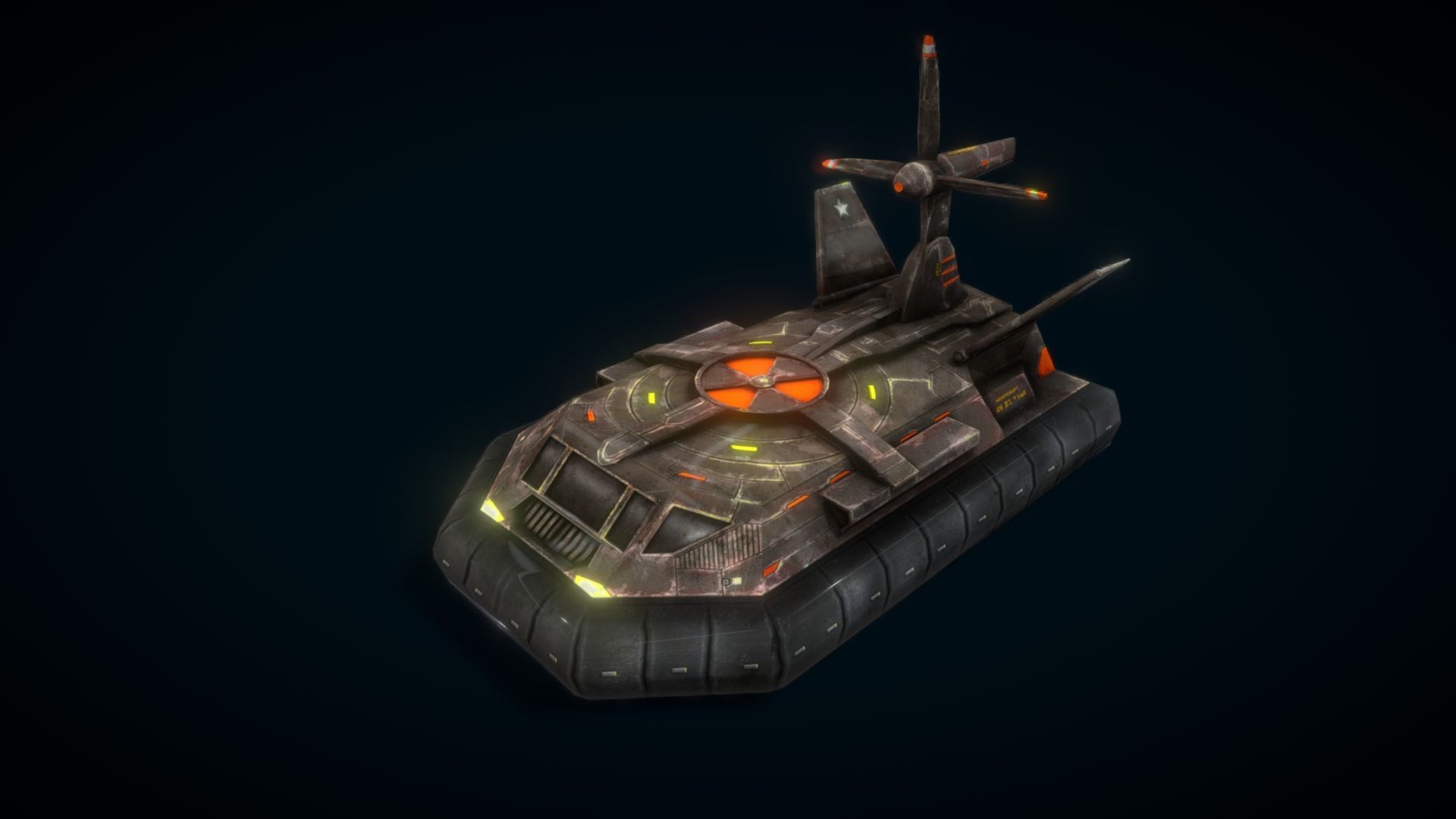 Hovercraft Seal Navy Low-poly 3D model_4