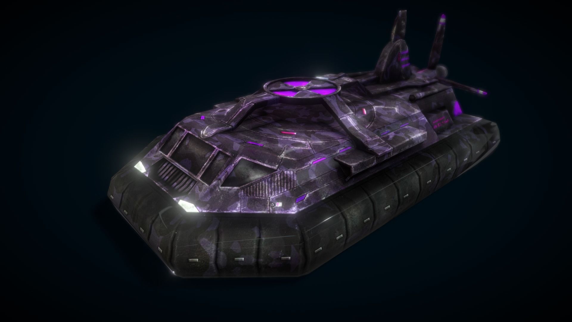 Hovercraft Seal Navy Low-poly 3D model_7