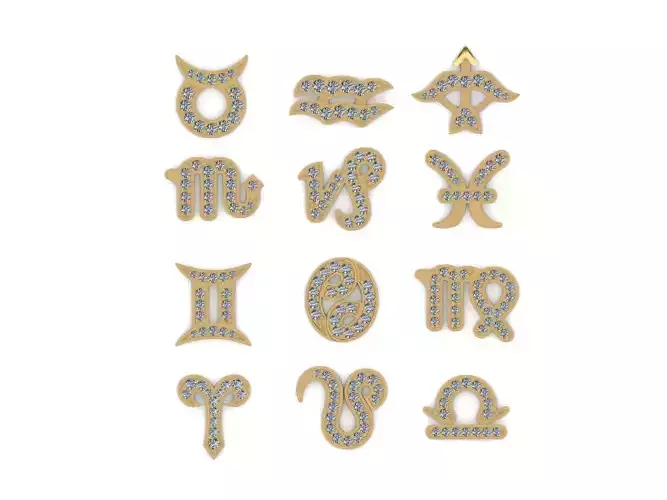 Zodiac Sign Earrings STL 3D Model Collection for Jewelry