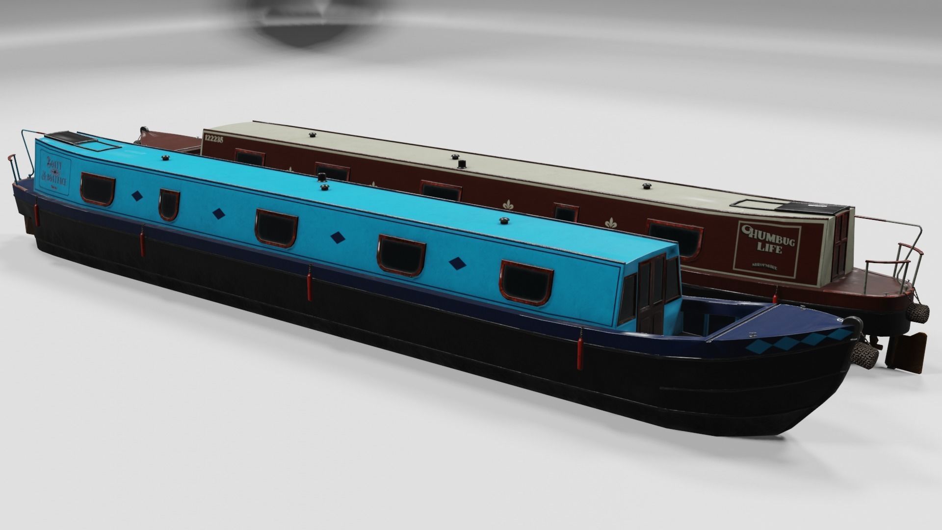 Narrowboat low poly two narrowboats Low-poly 3D model_5