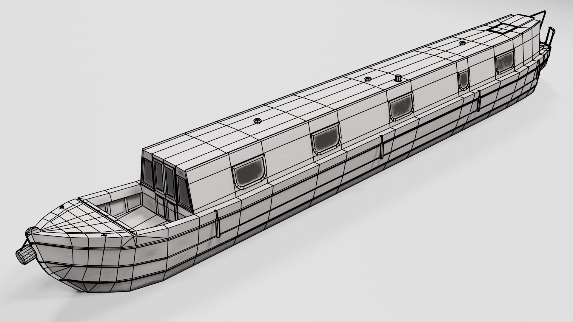 Narrowboat low poly two narrowboats Low-poly 3D model_15