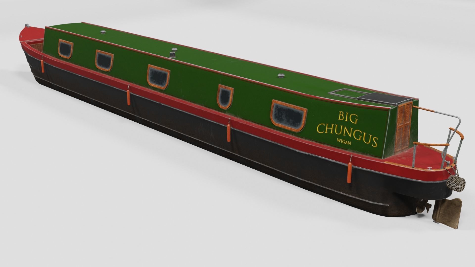 Narrowboat low poly two narrowboats Low-poly 3D model_4
