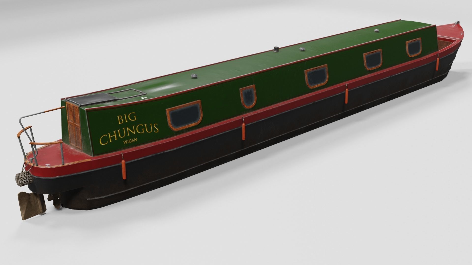 Narrowboat low poly two narrowboats Low-poly 3D model_7