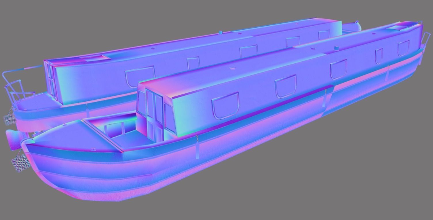 Narrowboat low poly two narrowboats Low-poly 3D model_27