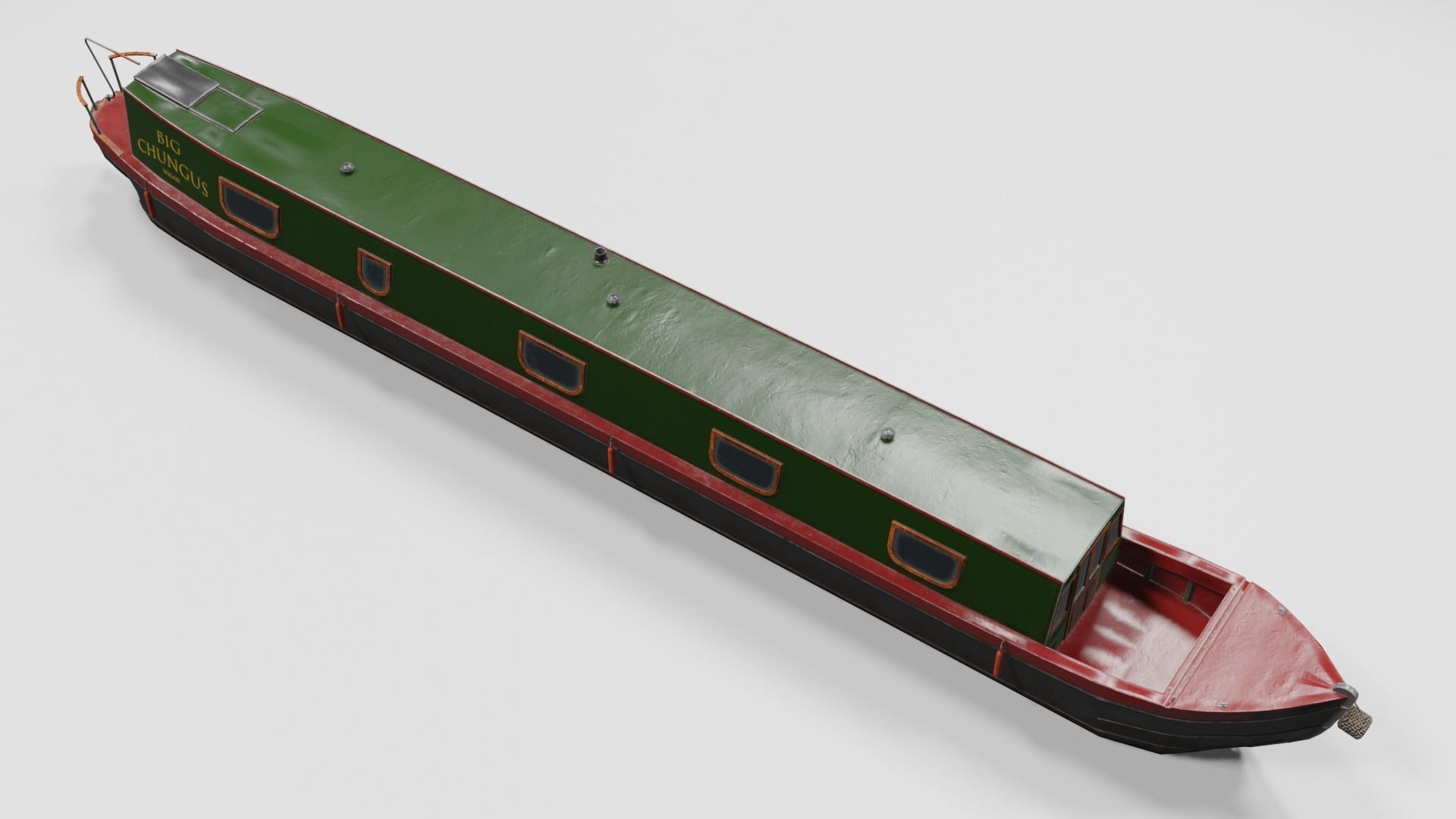 Narrowboat low poly two narrowboats Low-poly 3D model_9