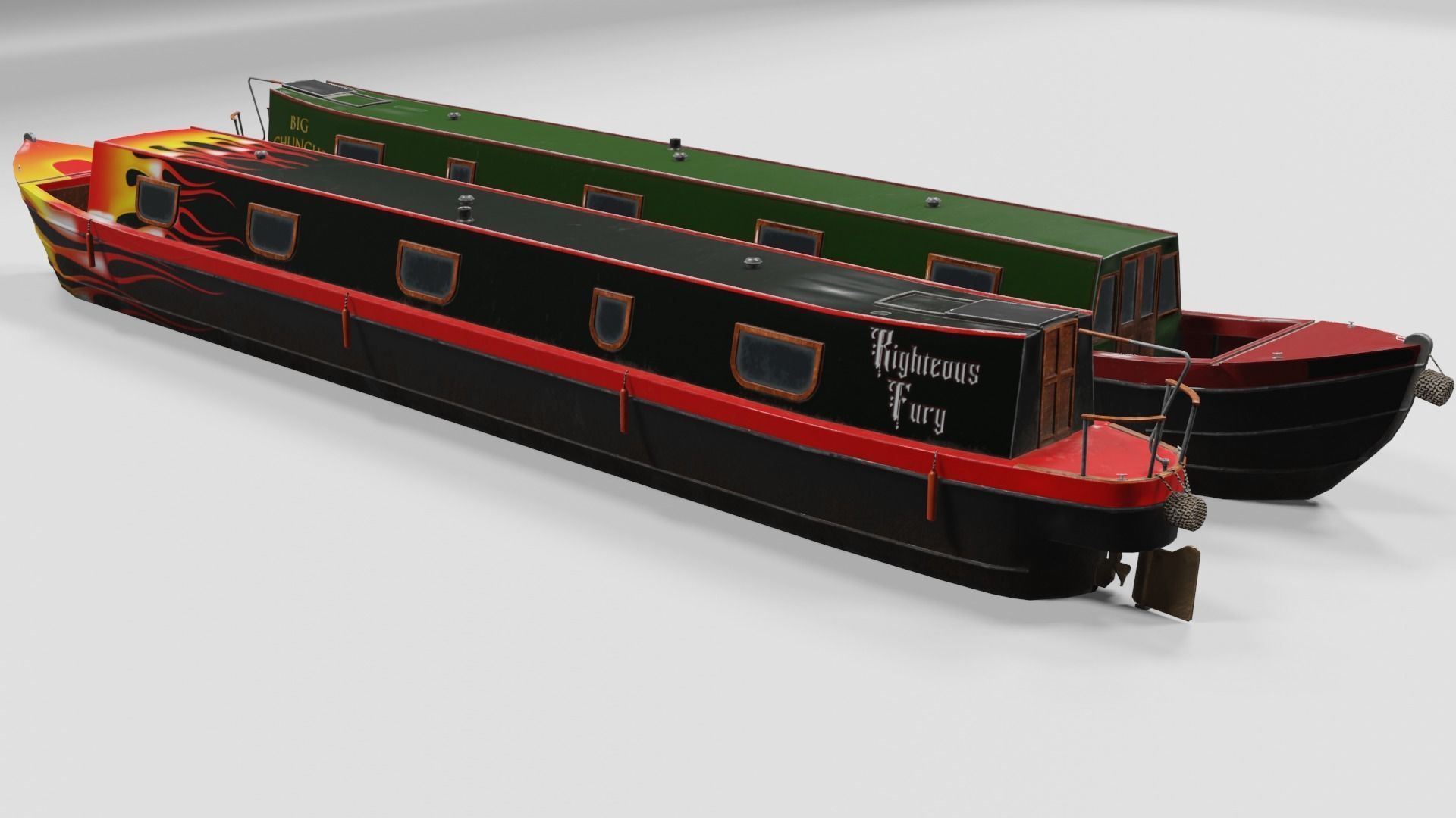 Narrowboat low poly two narrowboats Low-poly 3D model_18