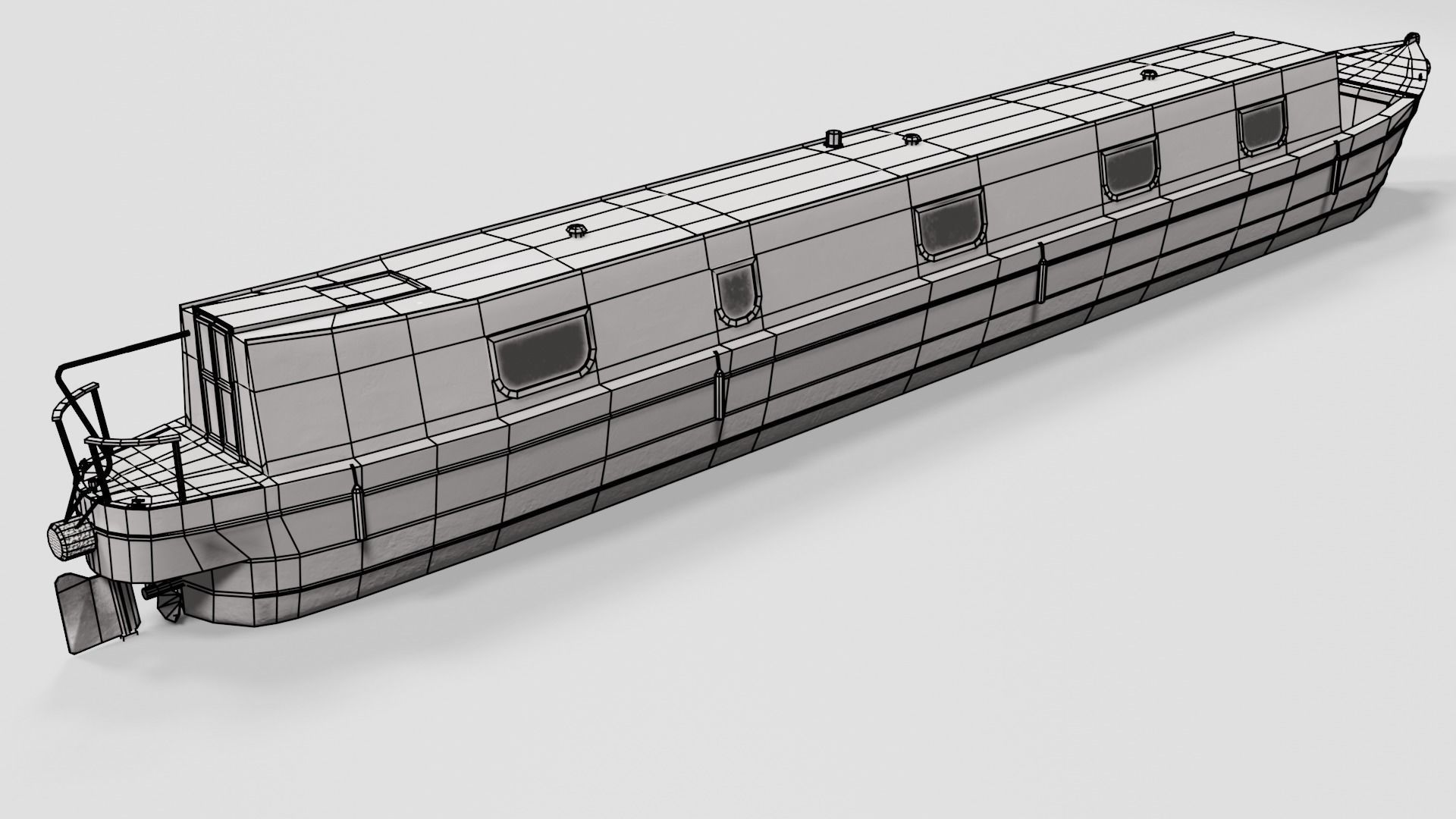 Narrowboat low poly two narrowboats Low-poly 3D model_16