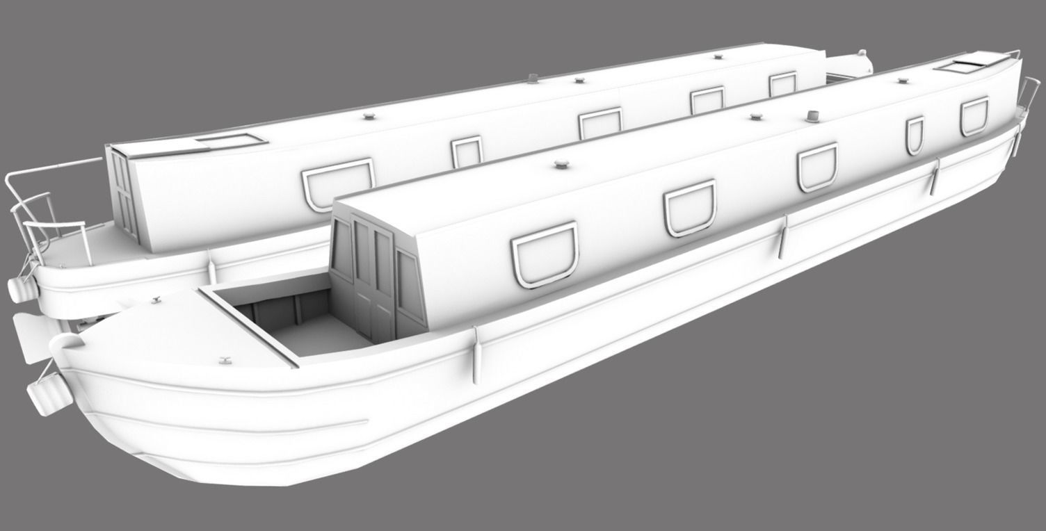 Narrowboat low poly two narrowboats Low-poly 3D model_28