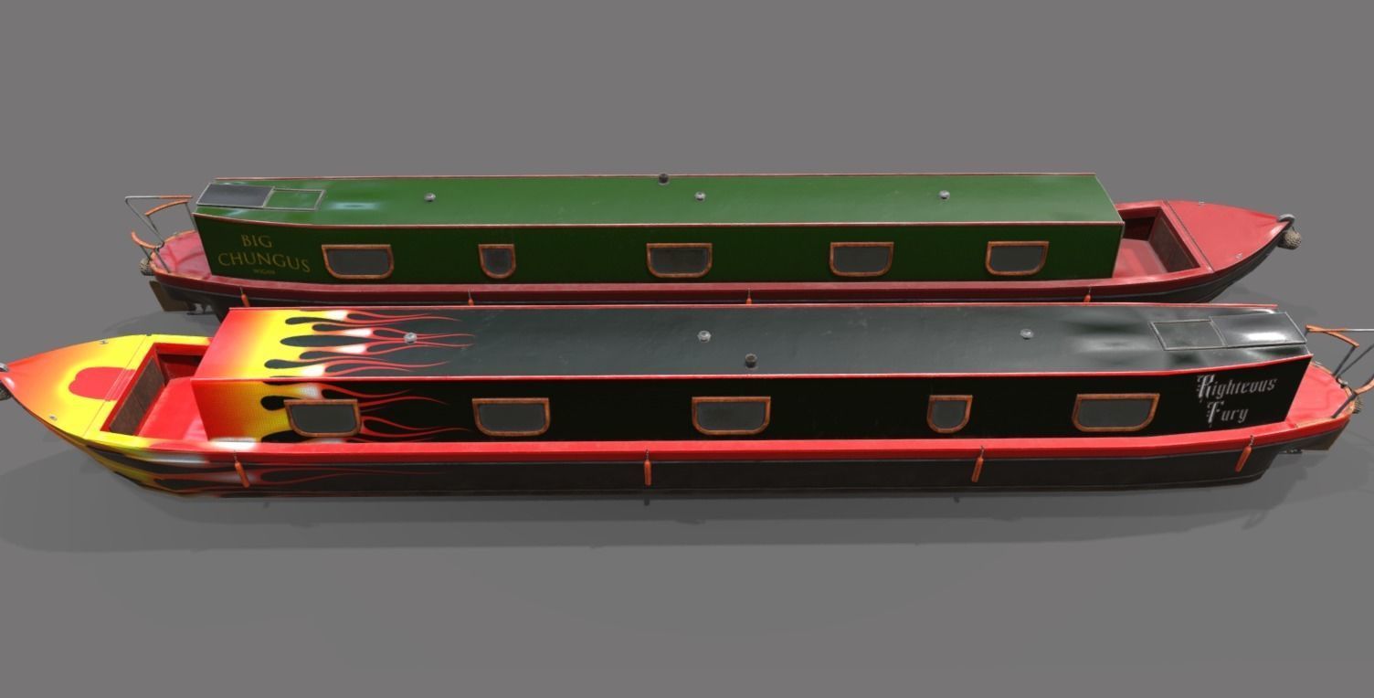 Narrowboat low poly two narrowboats Low-poly 3D model_22