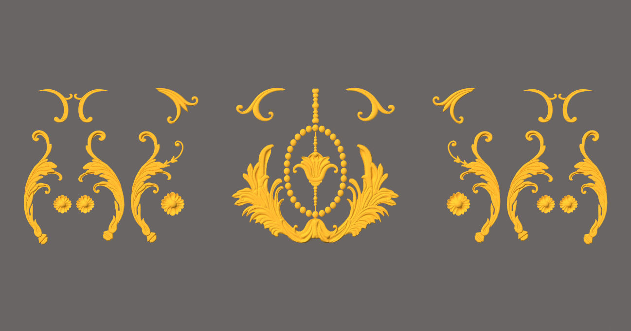 Iron balcony art vintage pattern exterior luxury home decoration 3D print model_2