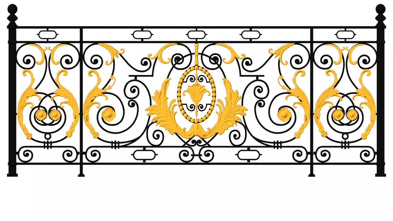 Iron balcony art vintage pattern exterior luxury home decoration 3D print model_0