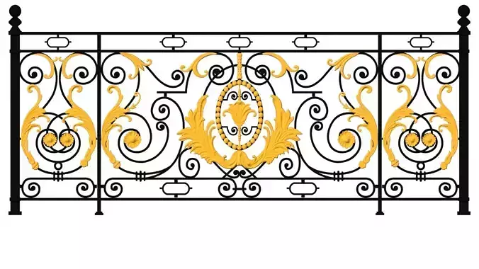 Iron balcony art vintage pattern exterior luxury home decoration 3D print model Iron balcony art vintage pattern exterior luxury home decoration 3D print model