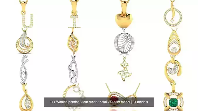 81 Women pendant 3dm render detail 3D print model 3D Model Collection