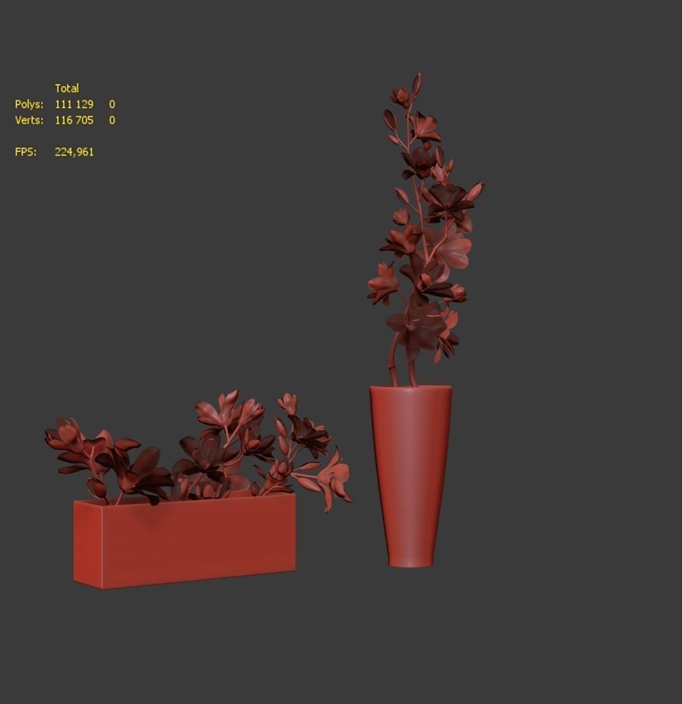 Magnolia 2 two vases 3D model_1