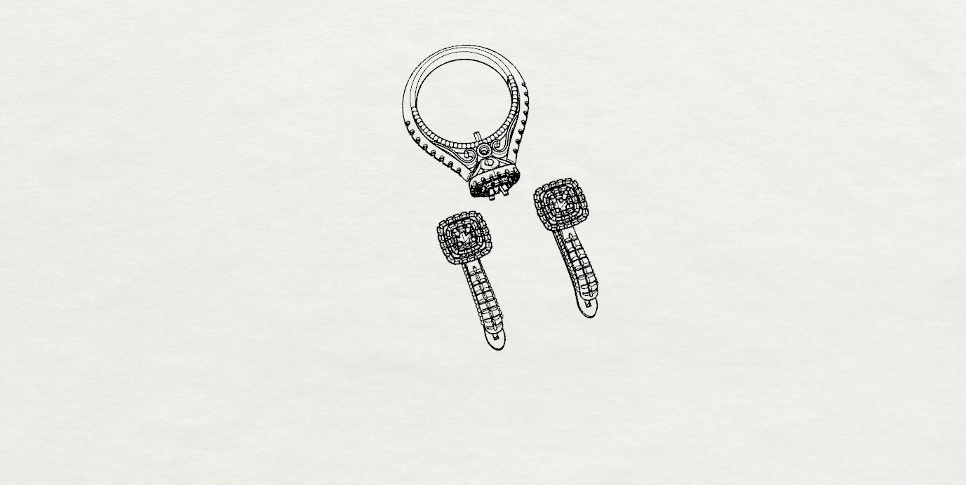 Ring and Earrings  3D print model_14