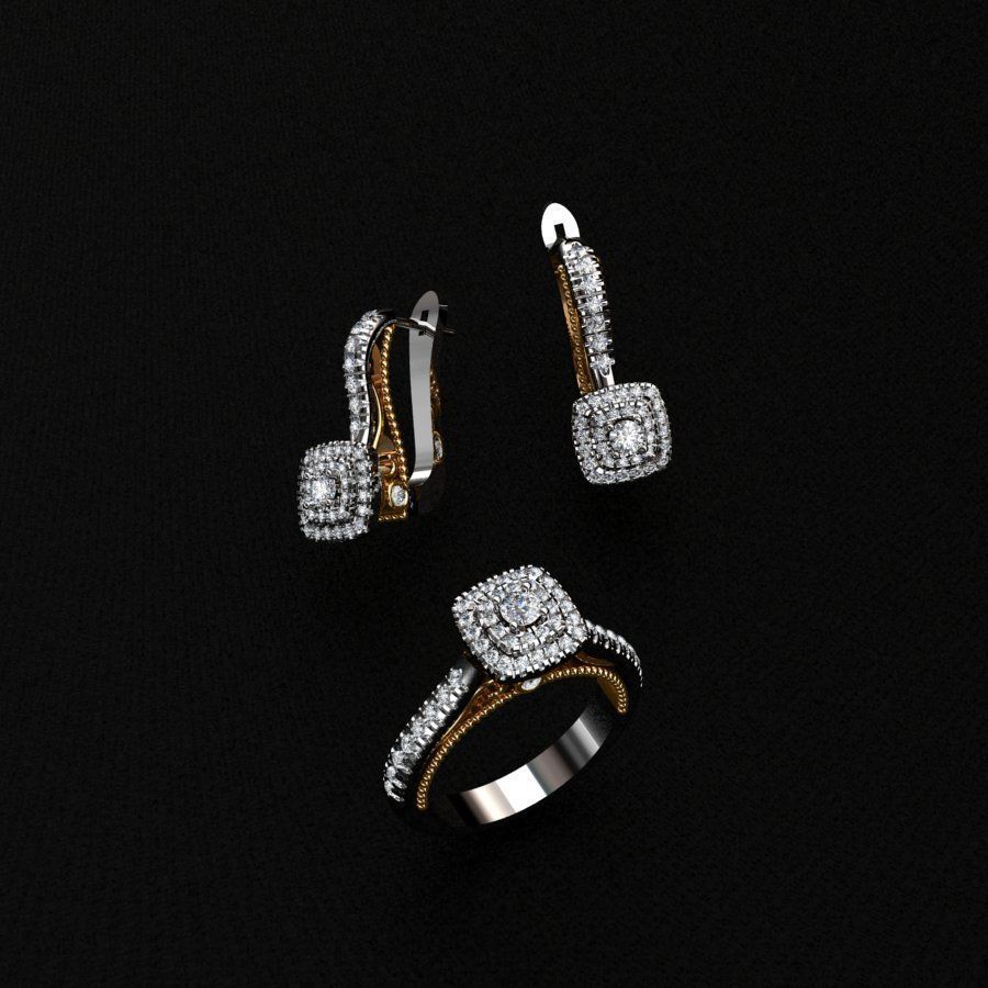 Ring and Earrings  3D print model_3