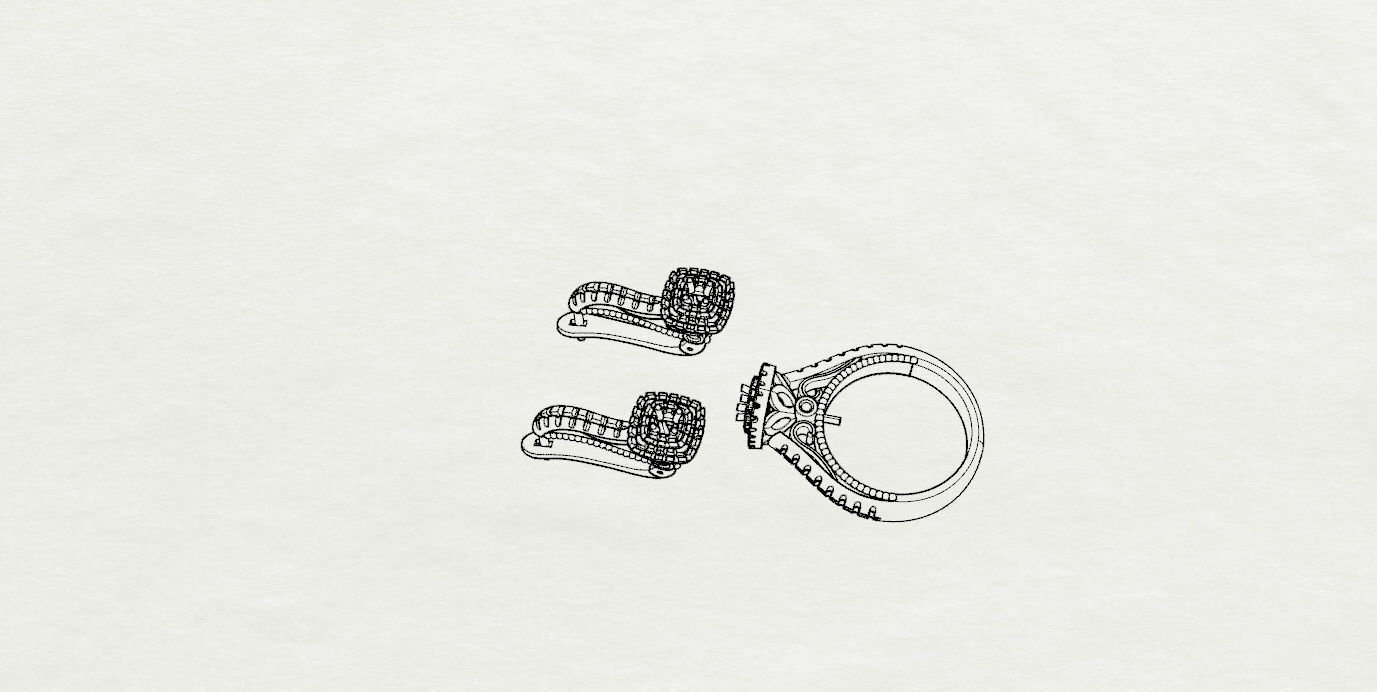 Ring and Earrings  3D print model_15