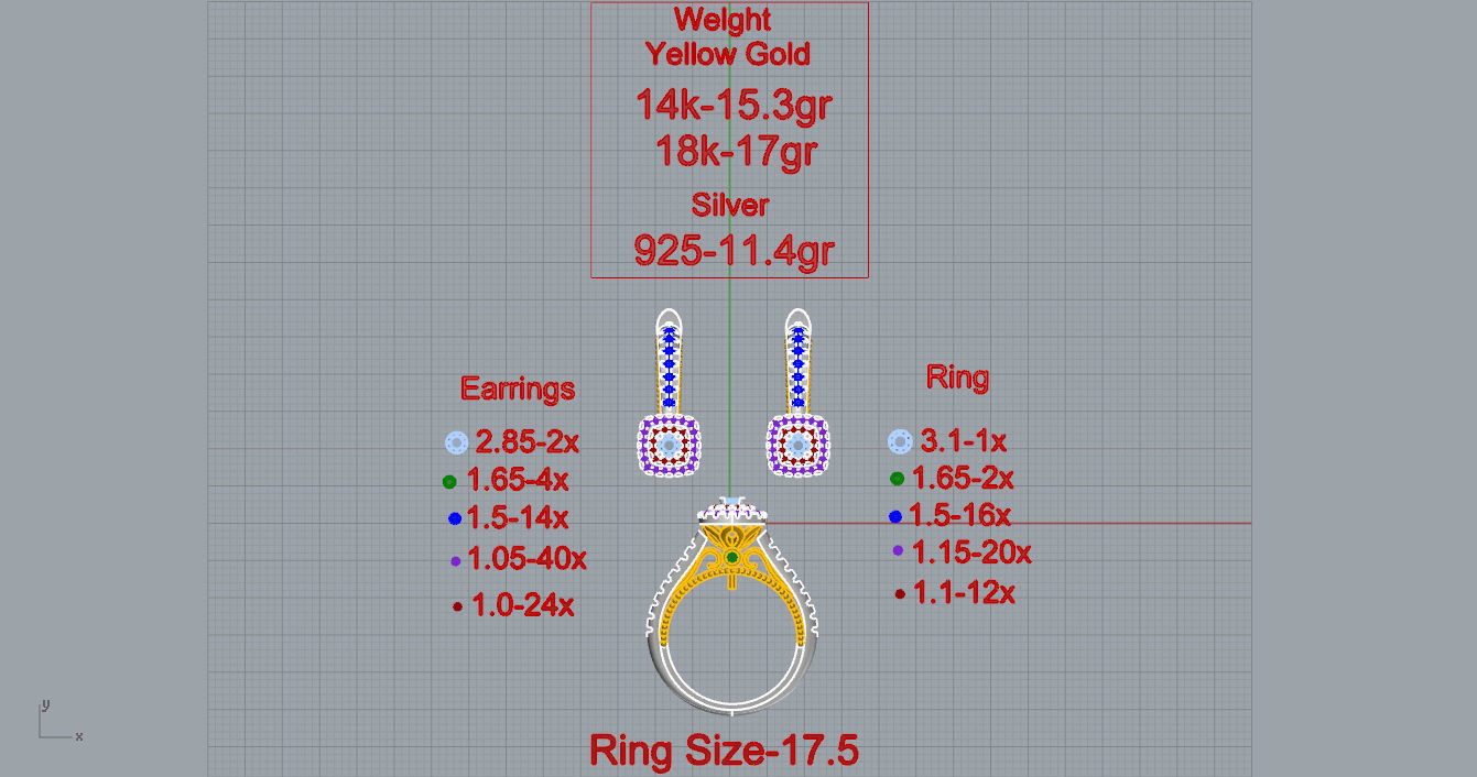 Ring and Earrings  3D print model_4