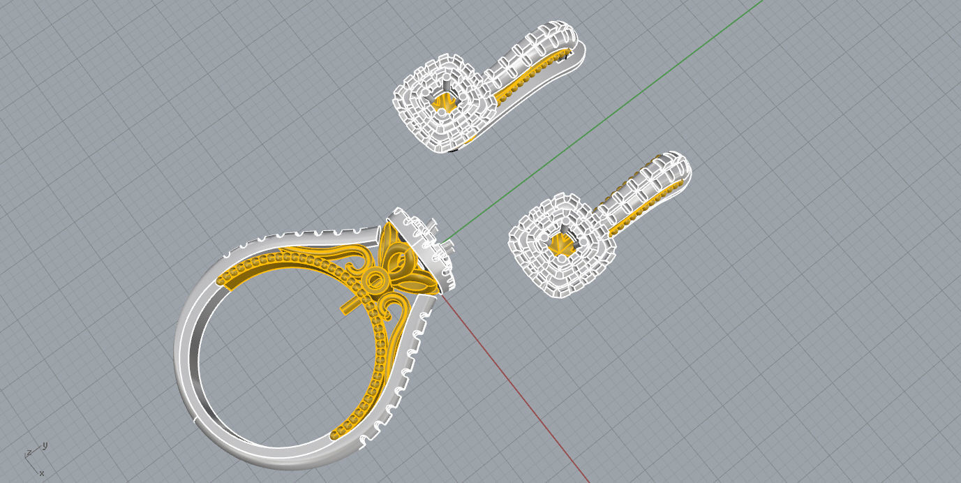 Ring and Earrings  3D print model_11