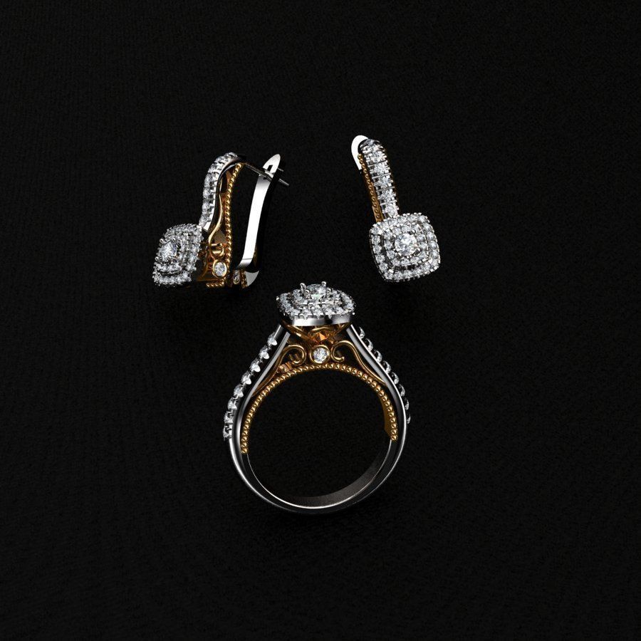 Ring and Earrings  3D print model_2