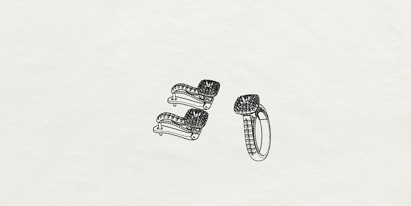 Ring and Earrings  3D print model_19