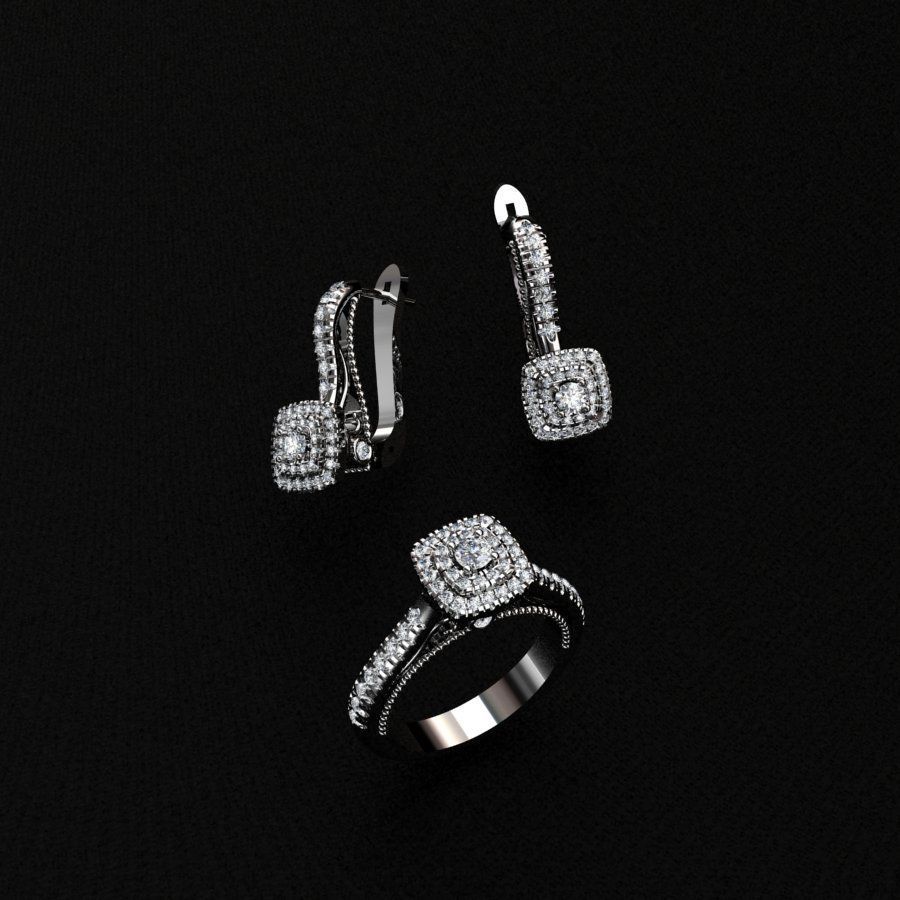 Ring and Earrings  3D print model_1