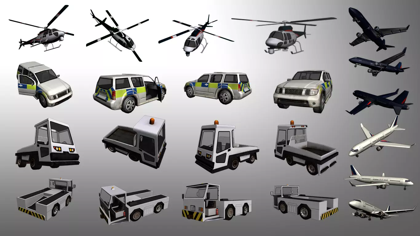 Planes And Cars Low-poly 3D model_0