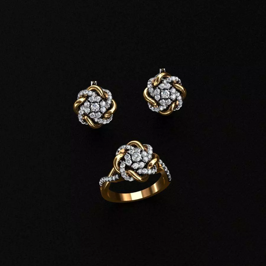 Ring and Earrings  3D print model_0