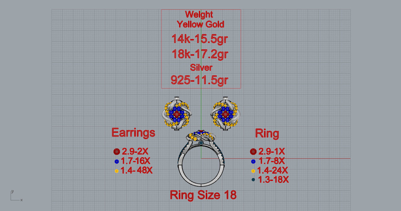 Ring and Earrings  3D print model_4