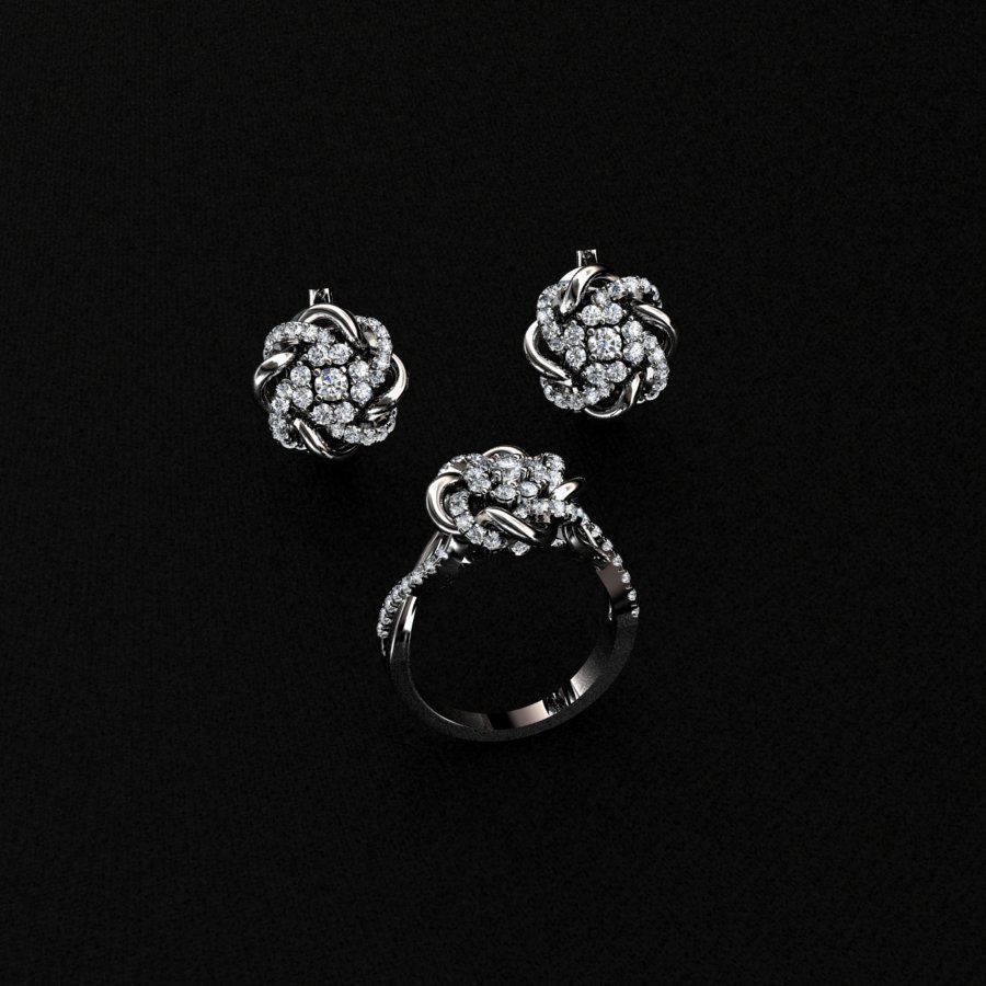 Ring and Earrings  3D print model_3