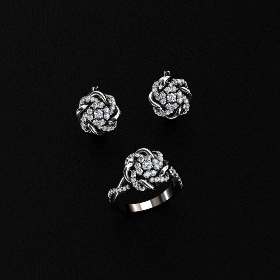 Ring and Earrings  3D print model_1